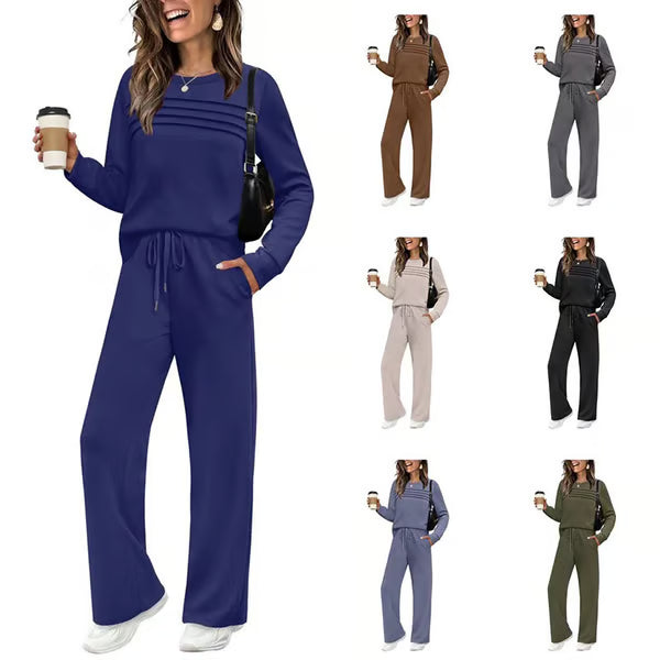 🔥LAST DAY 60% OFF💓Women's Crew Neck Top & Drawstring Pants Set