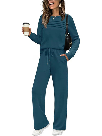 🔥LAST DAY 60% OFF💓Women's Crew Neck Top & Drawstring Pants Set