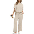 Women Summer Outfits Oversized Wide Leg Crop Pants Lounge Sets Airport Beach Vacation Clothes