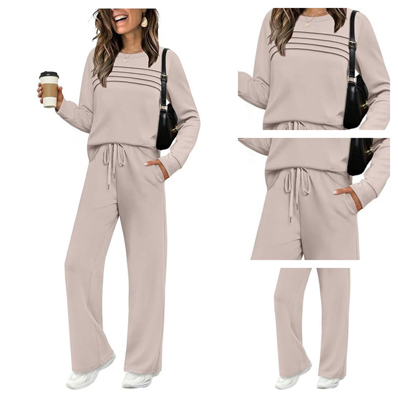 🔥LAST DAY 60% OFF💓Women's Crew Neck Top & Drawstring Pants Set