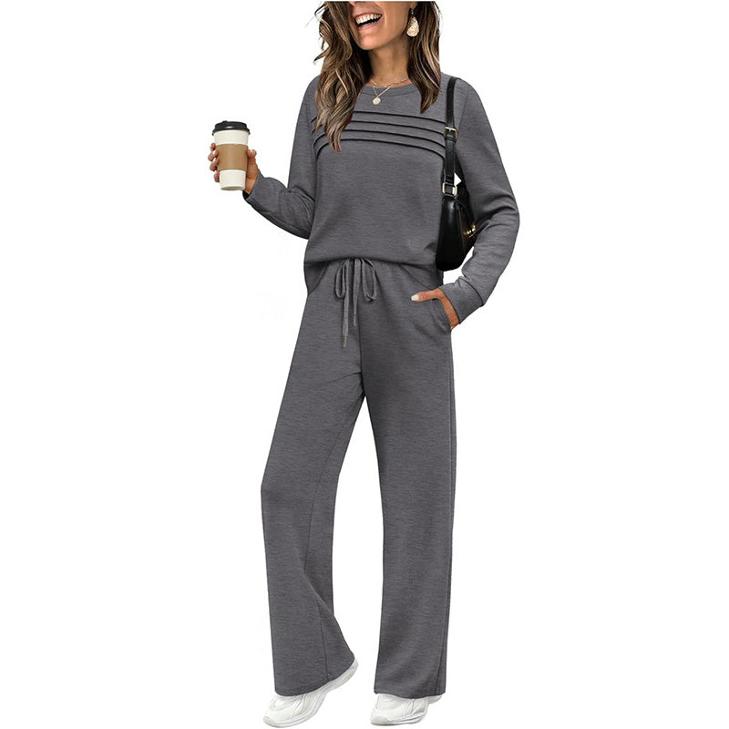 🔥LAST DAY 60% OFF💓Women's Crew Neck Top & Drawstring Pants Set