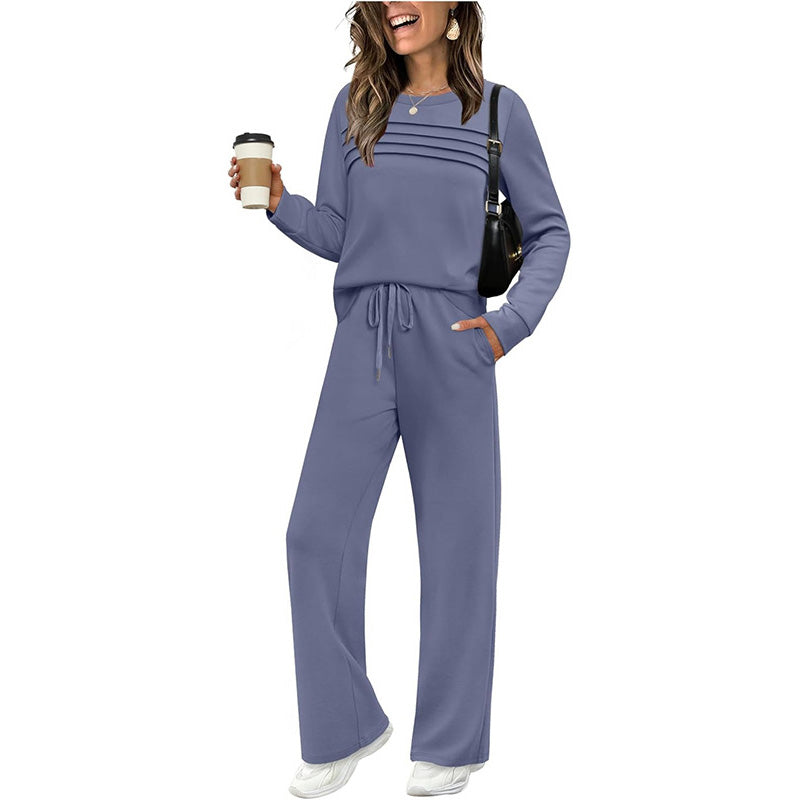🔥LAST DAY 60% OFF💓Women's Crew Neck Top & Drawstring Pants Set