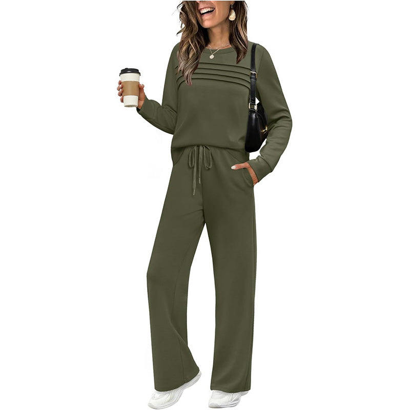 🔥LAST DAY 60% OFF💓Women's Crew Neck Top & Drawstring Pants Set