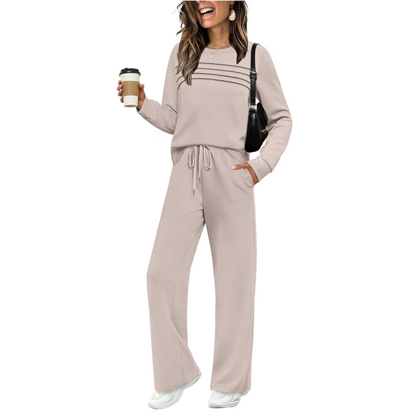 🔥LAST DAY 60% OFF💓Women's Crew Neck Top & Drawstring Pants Set