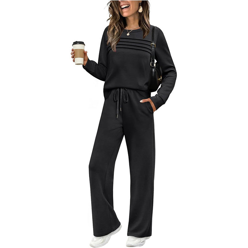 🔥LAST DAY 60% OFF💓Women's Crew Neck Top & Drawstring Pants Set